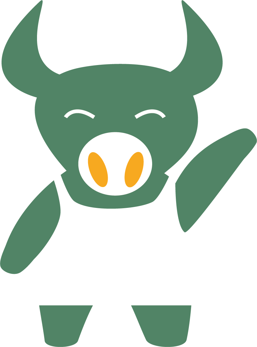 Icon eines freundlich winkenden, kleinen Stiers